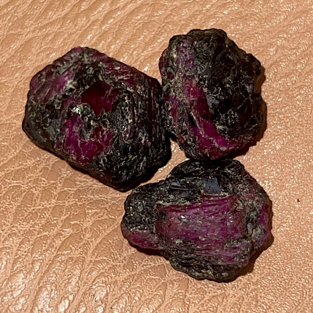3 LEFT! Rough GEMMY Ruby Slabs & Chunks w/ Black Tourmaline